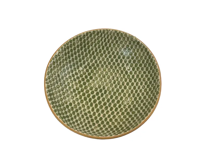 12-Inch Dot-Print Serving Bowl – Citrus Accent 1