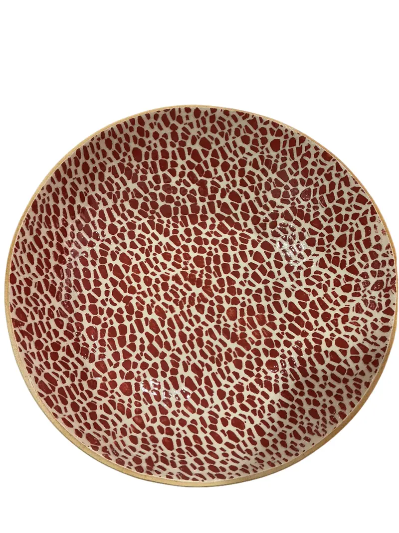 12-Inch Serving Bowl – Pebble Texture With Poppy Accents 1