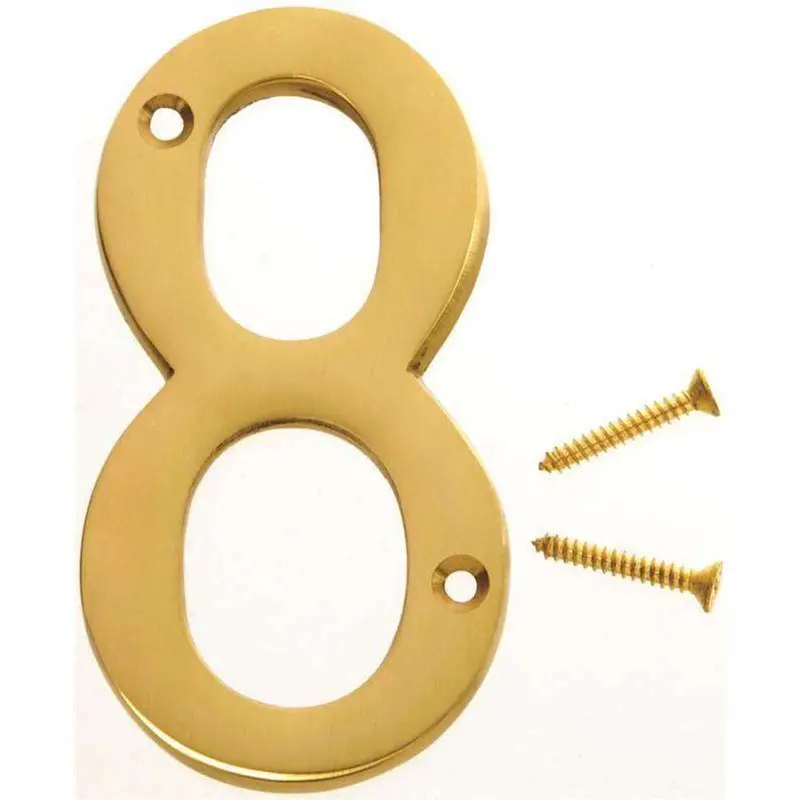 4 Inch Satin Brass House Sign – Number 8 By Hy-Ko 1
