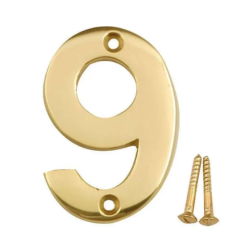 4 Inch Satin Brass House Sign – Number 9 By Mintcraft 1