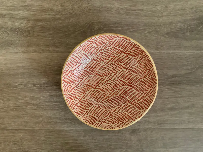 8-Inch Round Serving Bowl – Braid Poppy Pattern 1