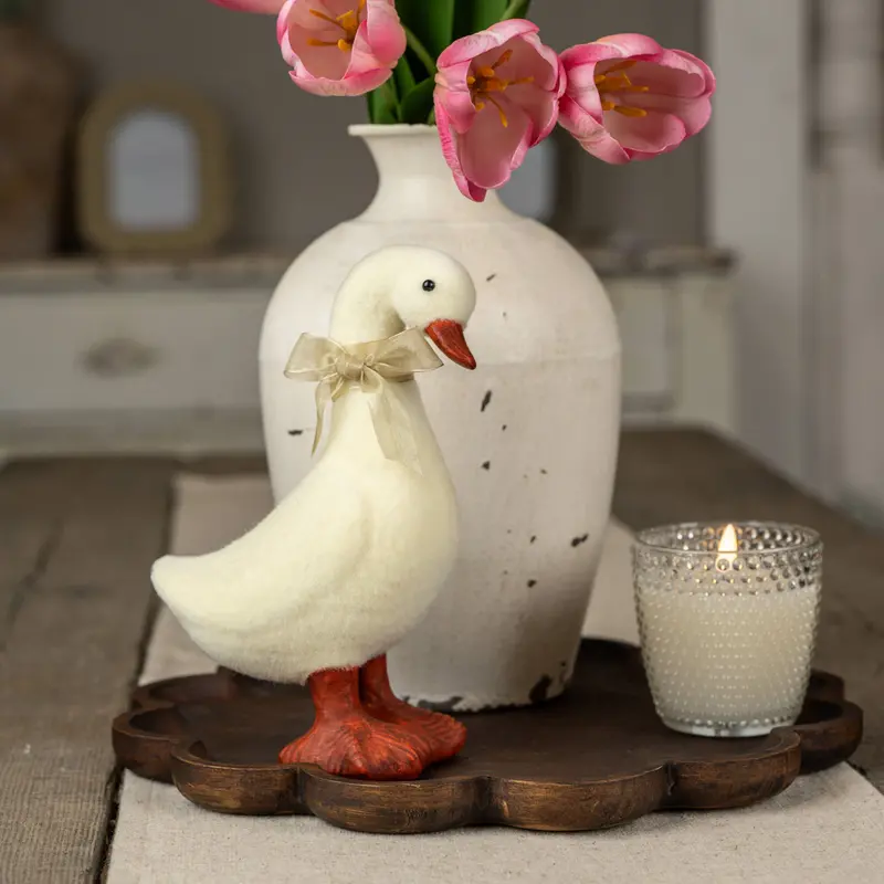 9.25-Inch Cream Duck Ornamental Sculpture 1
