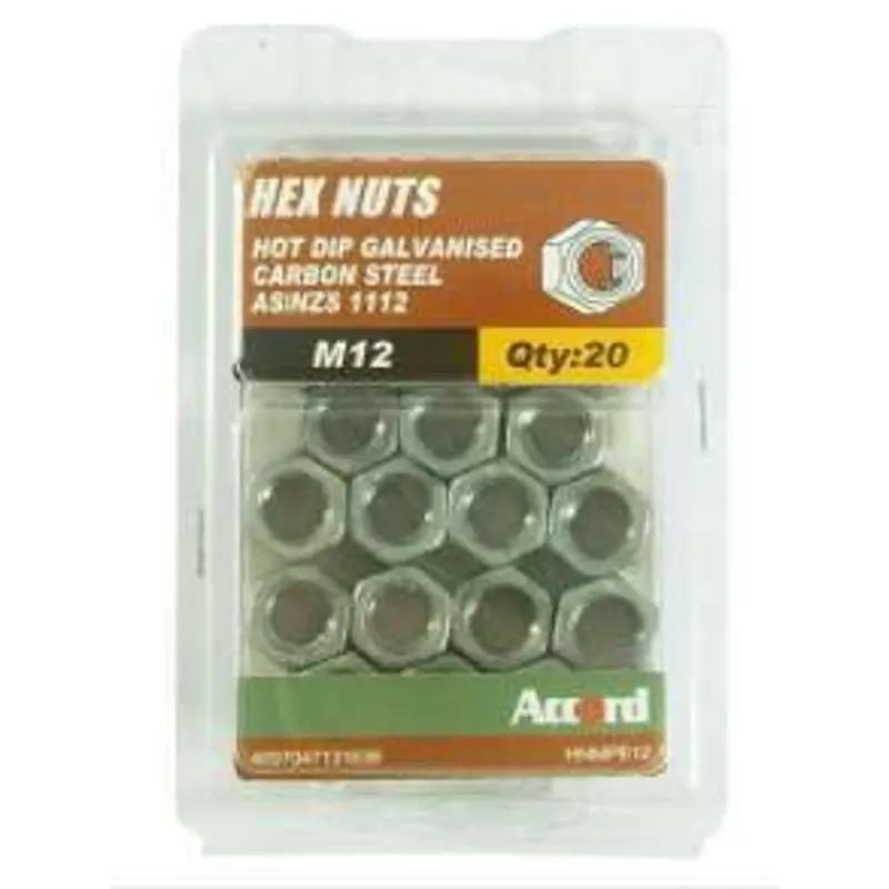 Accord Galvanized Hex Nuts M12 – Pack Of 20 1