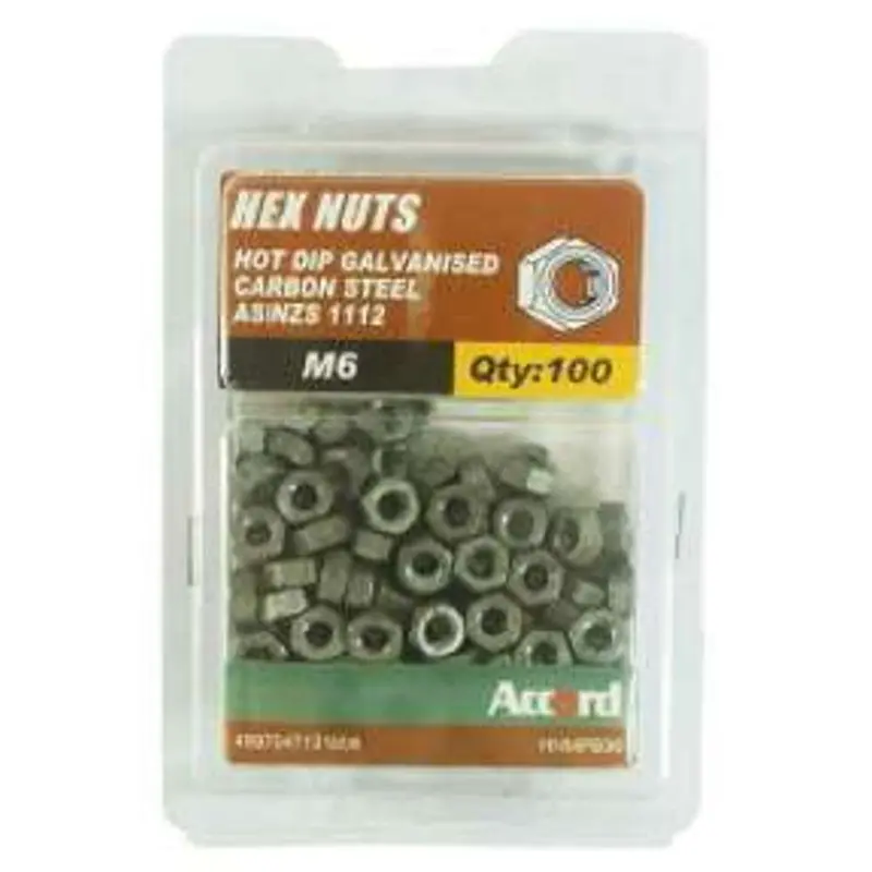 Accord Galvanized Hex Nuts M6 – Pack Of 100 1