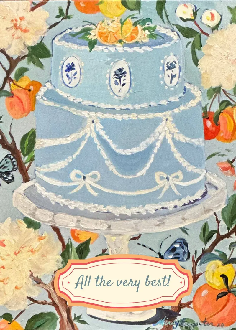All The Best Wedding Cake Greeting Card In Wedgewood Blue 1