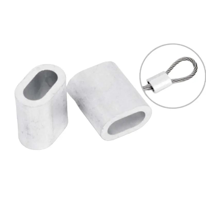 Aluminum Oval Crimp Sleeve For Cable & Wire Rope – M4 Size, 2-Pack 1