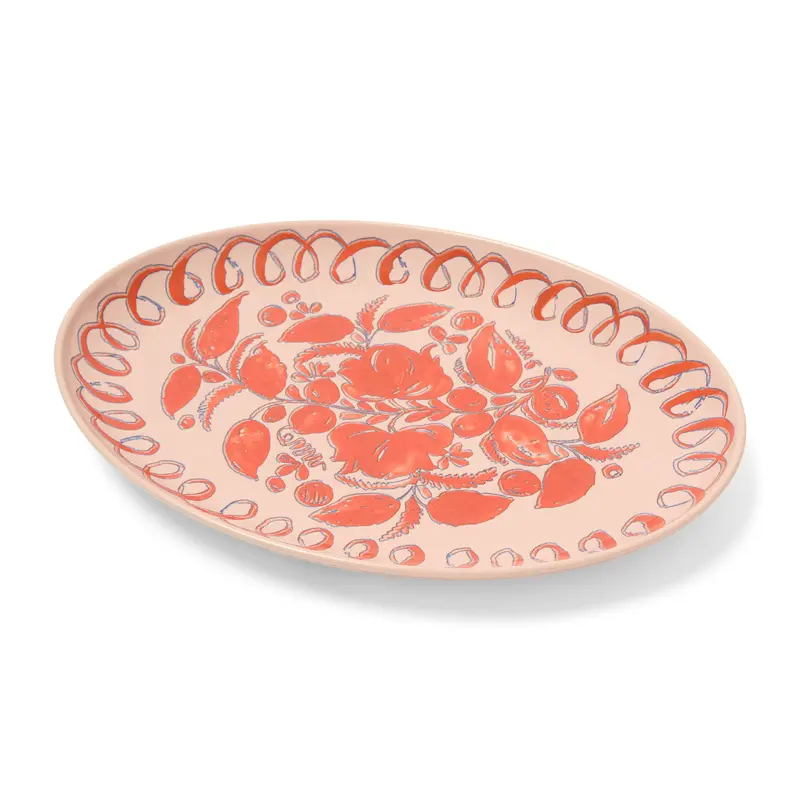 Amalfi Oval Serving Tray – Pink Couleur Nature Design, 15.7" X 11" 1