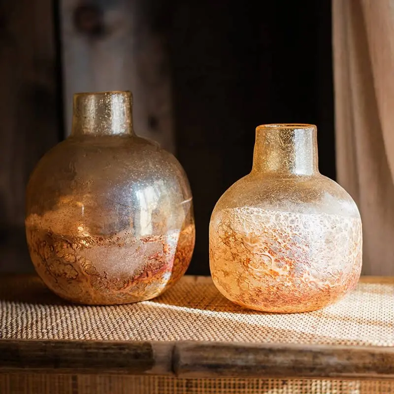 Amber Bubble Glass Bud Vase – Hand-Blown Accent Vessel 1