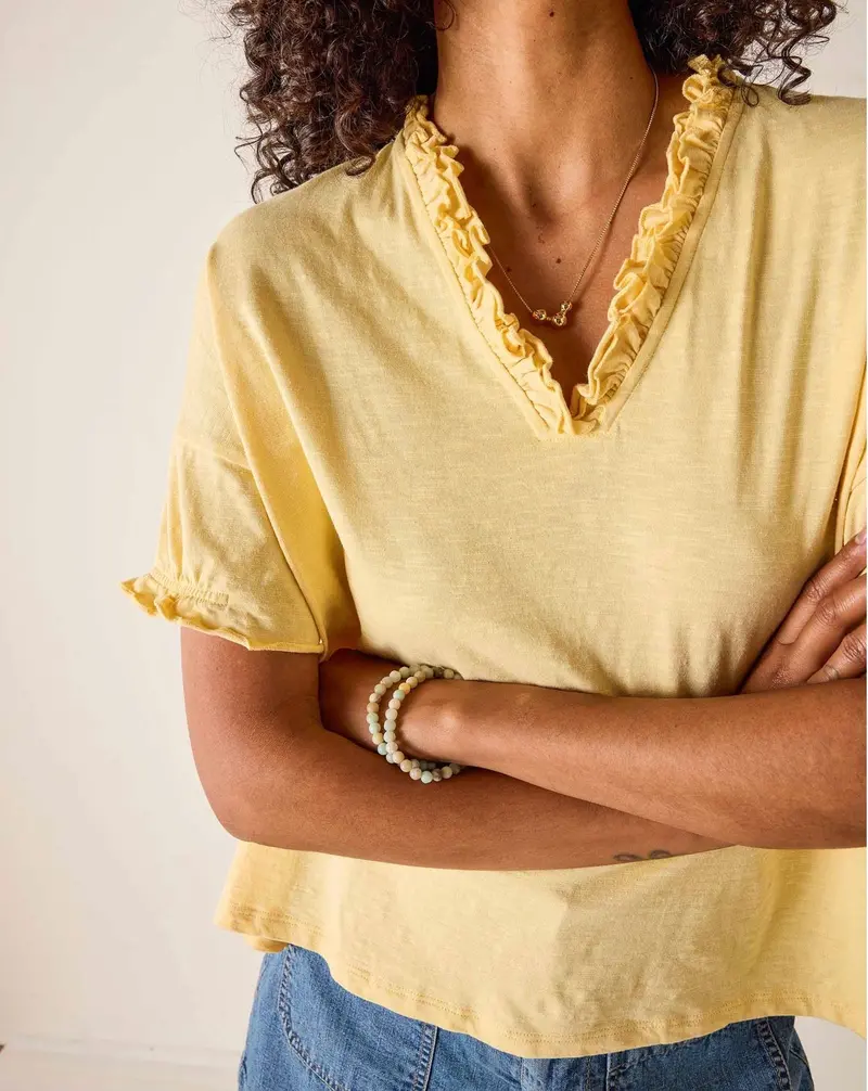 Amelia Ruffle Trim Tee – Short-Sleeve Feminine Top Collection 1