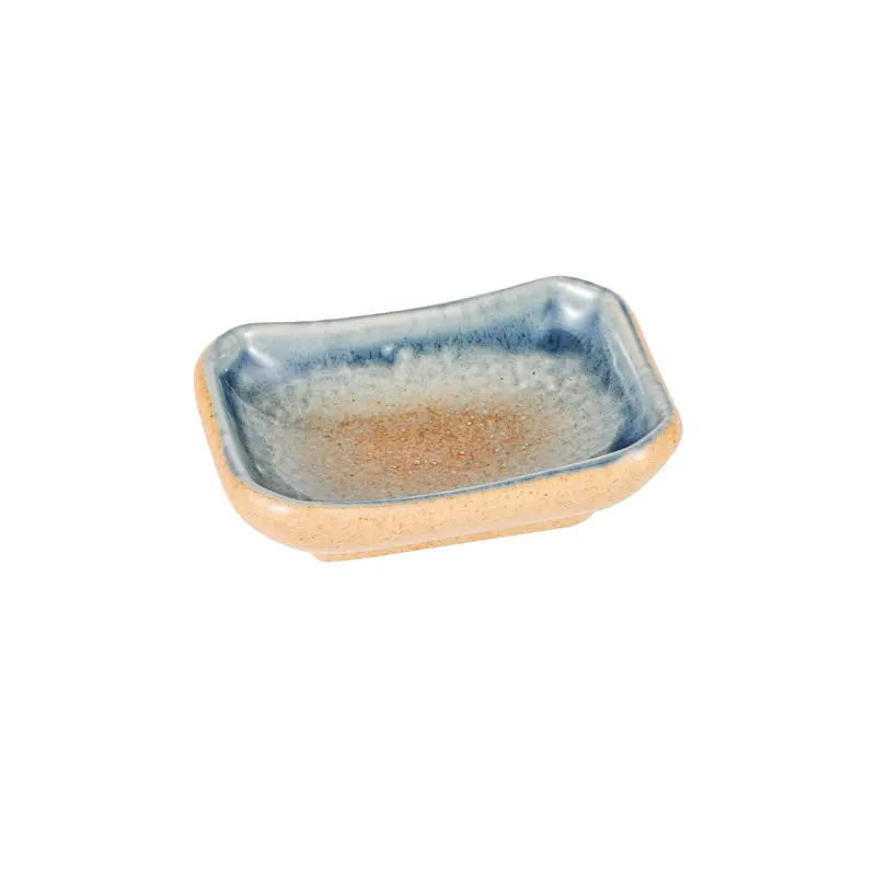 Ao Nagashi Rectangular Porcelain Sauce Dish – 2 Oz, 3.5" Length 1