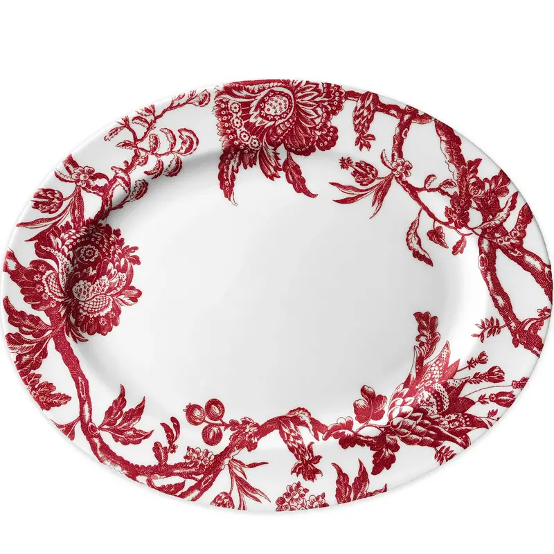 Arcadia Crimson Large Oval Rimmed Platter 1