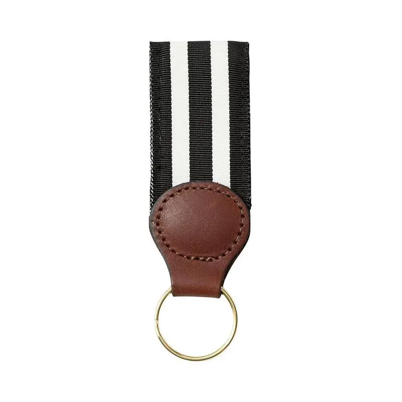 Barrons-Hunter Black-And-White Grosgrain Ribbon Key Fob 1