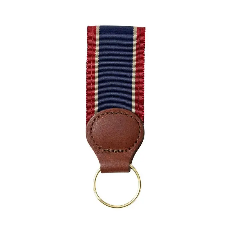 Barrons-Hunter Navy, Tan, And Burgundy Grosgrain Key Fob 1