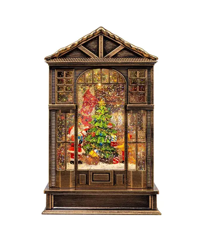 Battery-Powered Led Santa With Tree Water Lantern – 10 Inch Holiday Decor 1