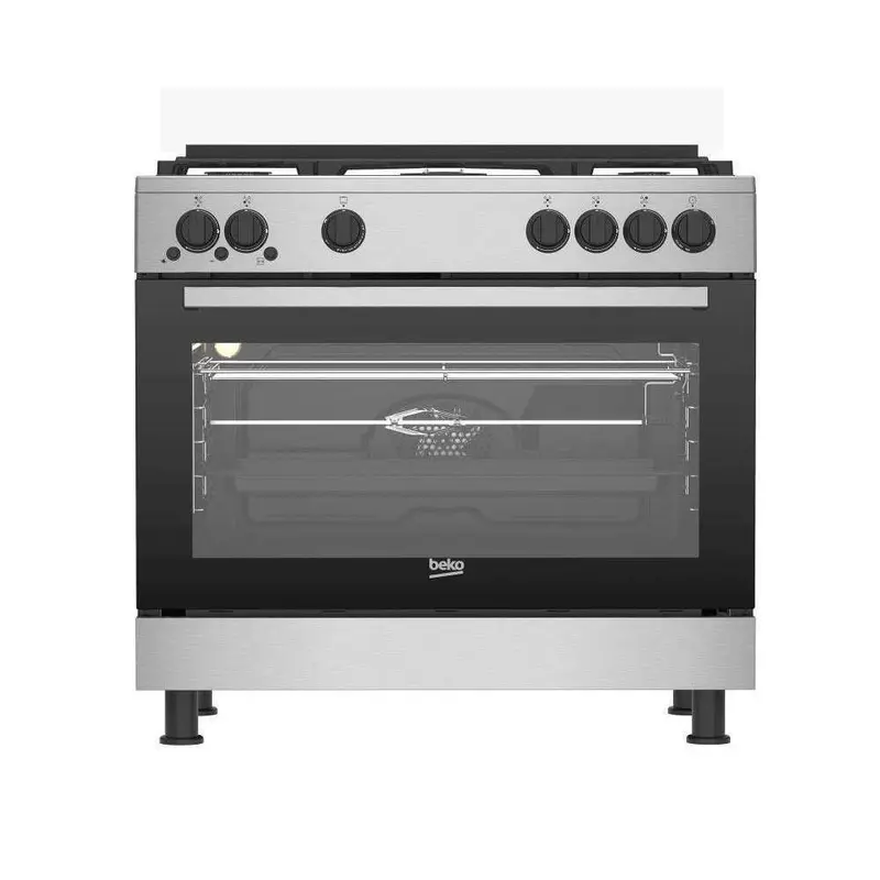 Beko 90Cm Freestanding Gas Cooker – 4 Burners + Wok + 1 Oven, Stainless Steel 1