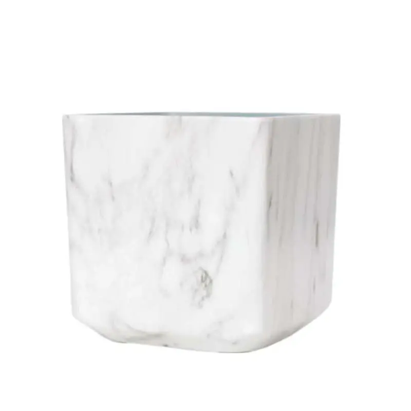 Bellan Cubic Marbled White Indoor Planter – 35Cm Cube, Modern Design 1