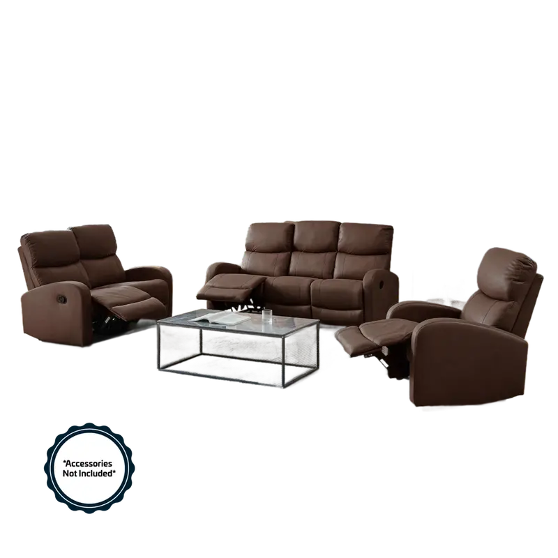 Bently Potter 3+2+1 Fabric Recliner Sofa – Dark Brown Finish 1