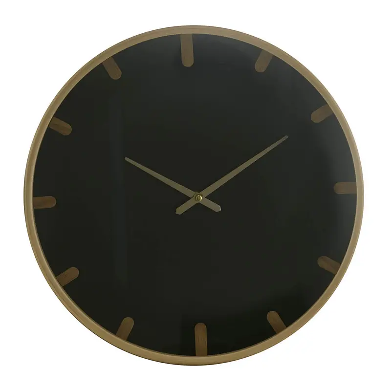 Black Dial & Natural Wood Wall Clock – Scandinavian-Inspired Timepiece 1