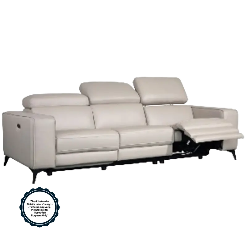 Bless 3-Seater Half-Leather Recliner Sofa – Sand-Colored, Comfort-Focused Design 1
