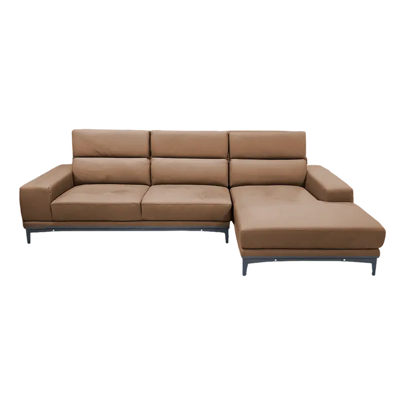 Bless Brown Half-Leather Sectional Sofa – 3+L Seater, Model #8395 1
