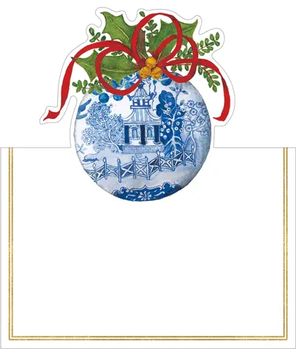 Blue And White Ceramic Ornament-Shaped Place Cards 1