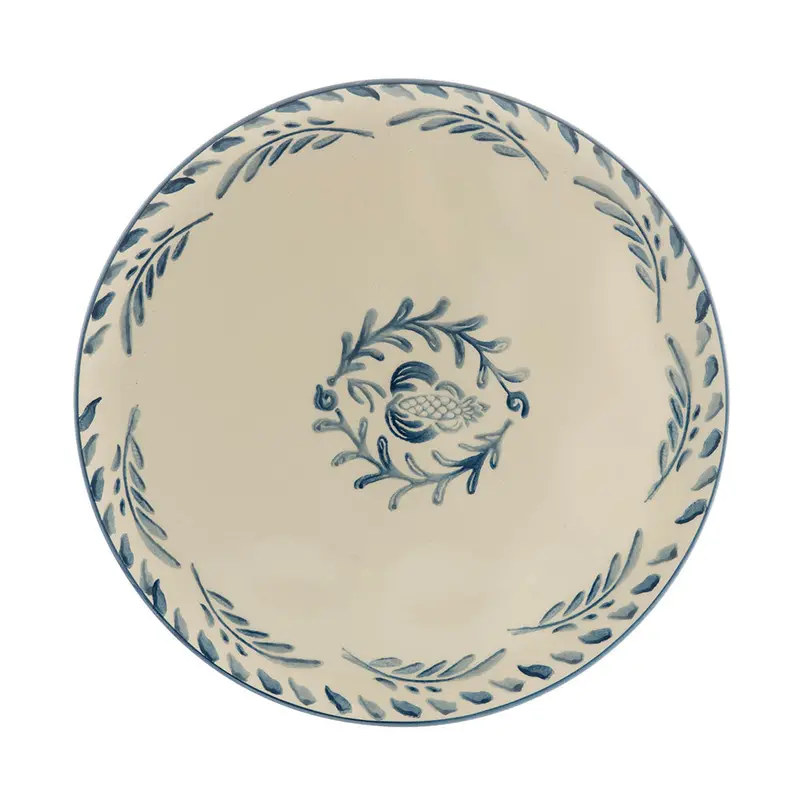 Blue Leaf Ceramic Platter – 31 Cm Round Artisanal Serving Tray 1
