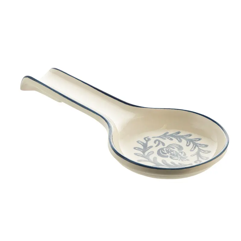 Blue Leaf Ceramic Spoon Rest – 28 Cm Organic Kitchen Accessory 1