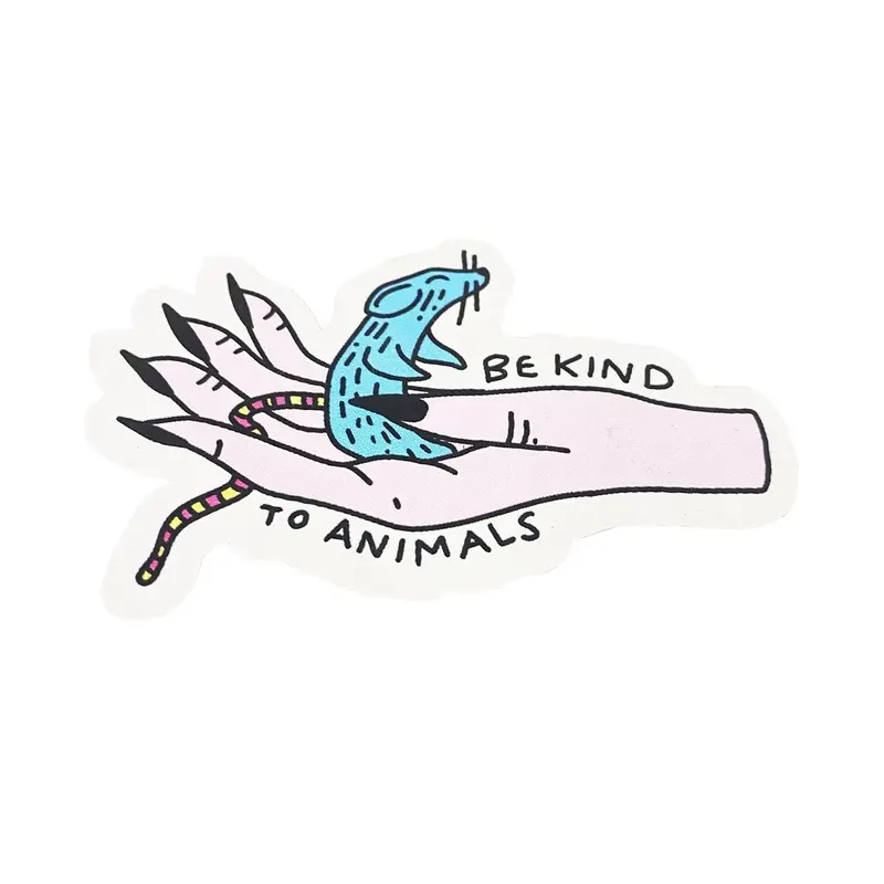 'Blue Rat – Be Kind To Animals' Vegan Sticker 1