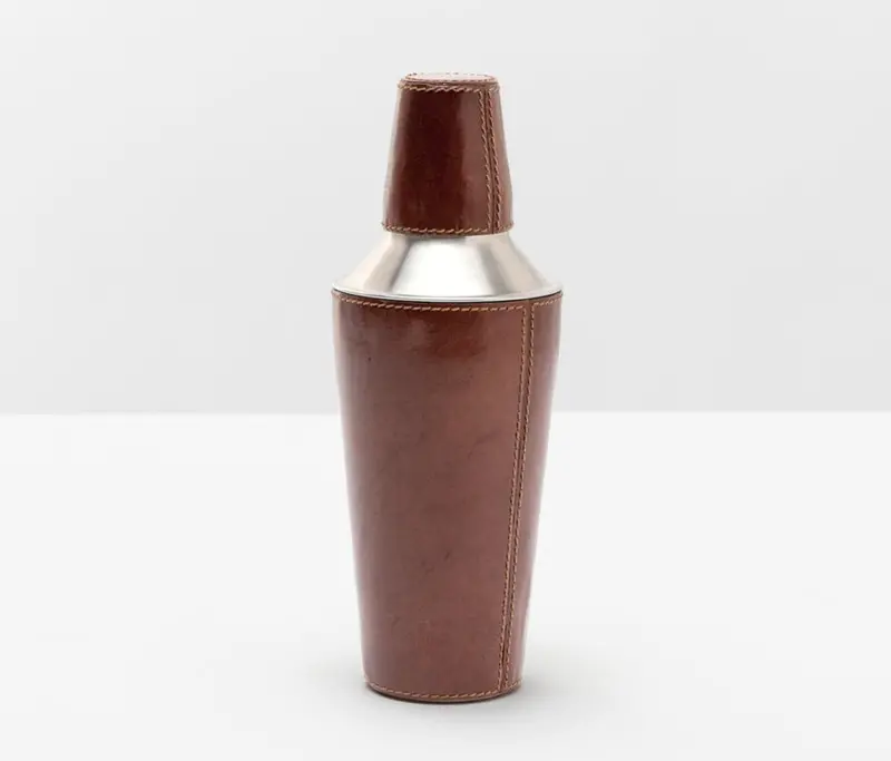 Bristol Tobacco Leather-Bound Cocktail Shaker 1