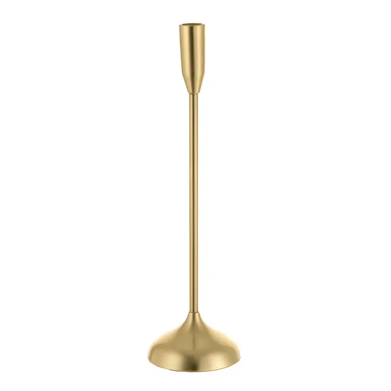 Brushed Gold Metal Taper Candle Holder – 40Cm Tall Elegant Stand 1