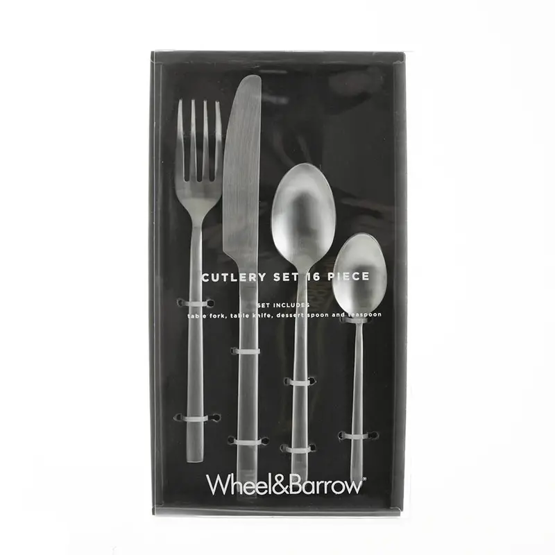 Brushed Silver 16-Piece Stainless Steel Cutlery Collection 1