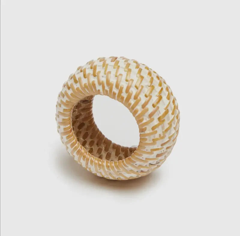 Caravan Home White Rattan Napkin Ring – Natural Woven Table Accent 1