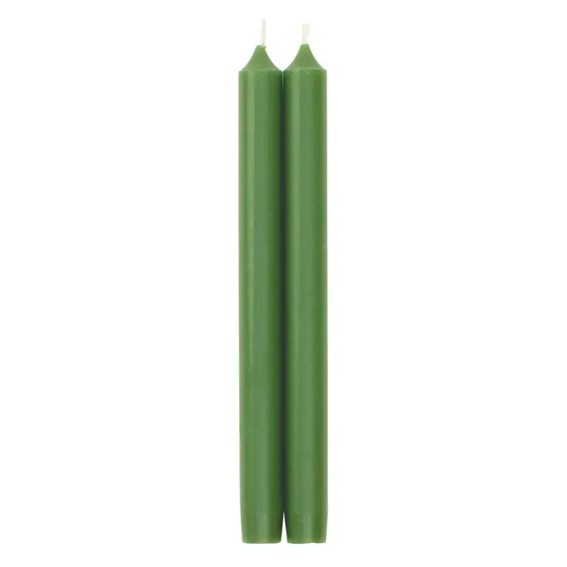 Caspari Crown Duet Candles (10") – Leaf Green Botanical Pair 1