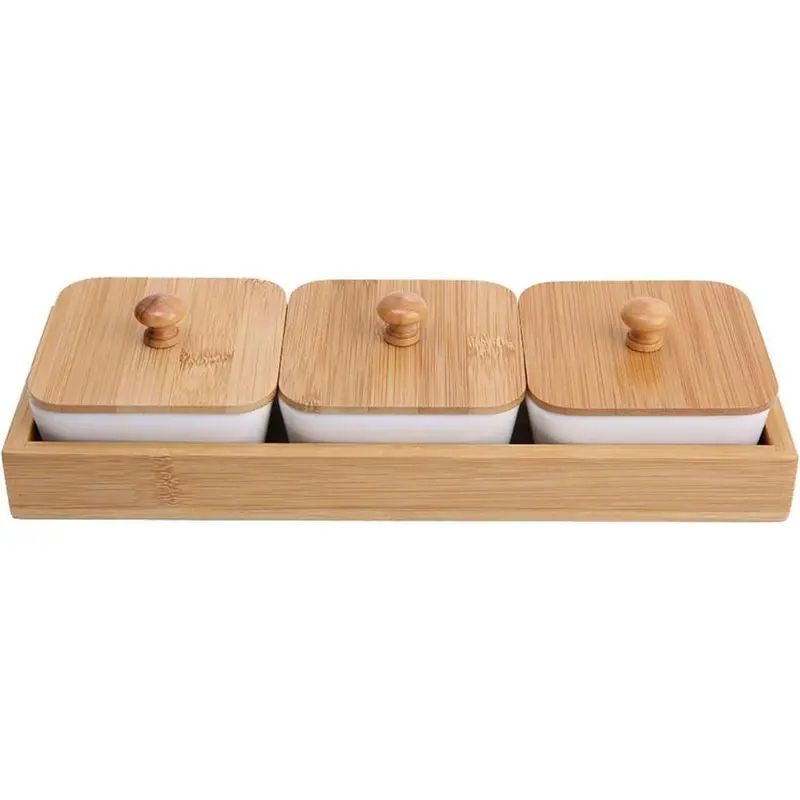 Ceramic Square Food Container Set – 3-Piece With Lid And Base 1