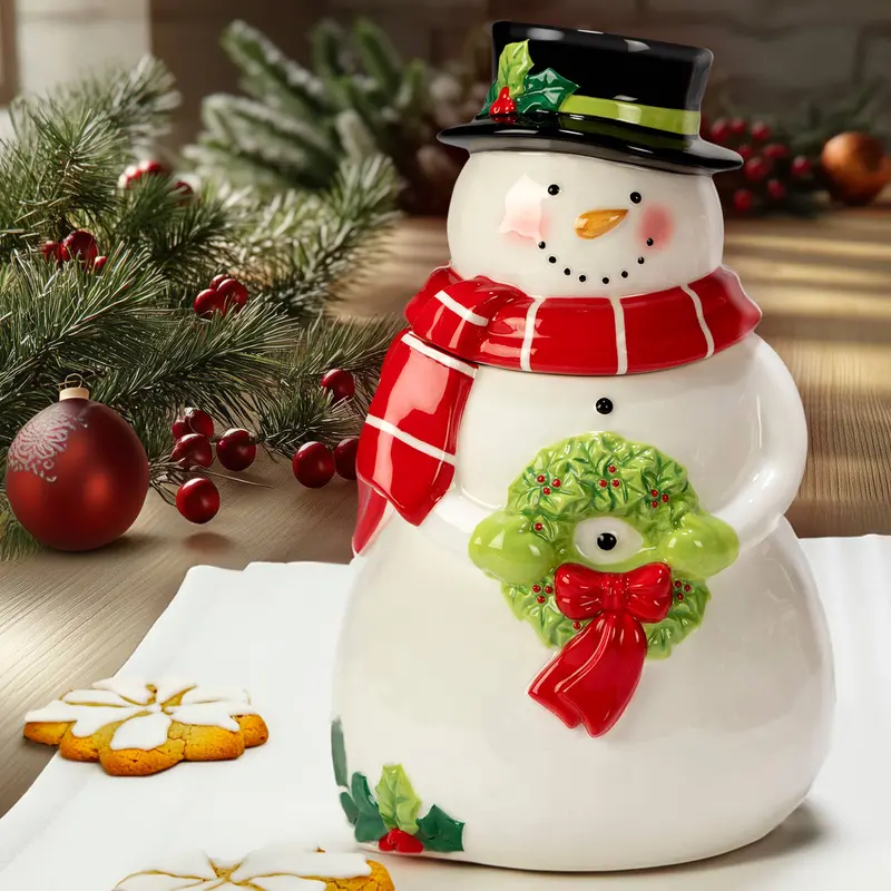 Certified International Holiday Magic Snowman 3D Cookie Jar (10.75") 1
