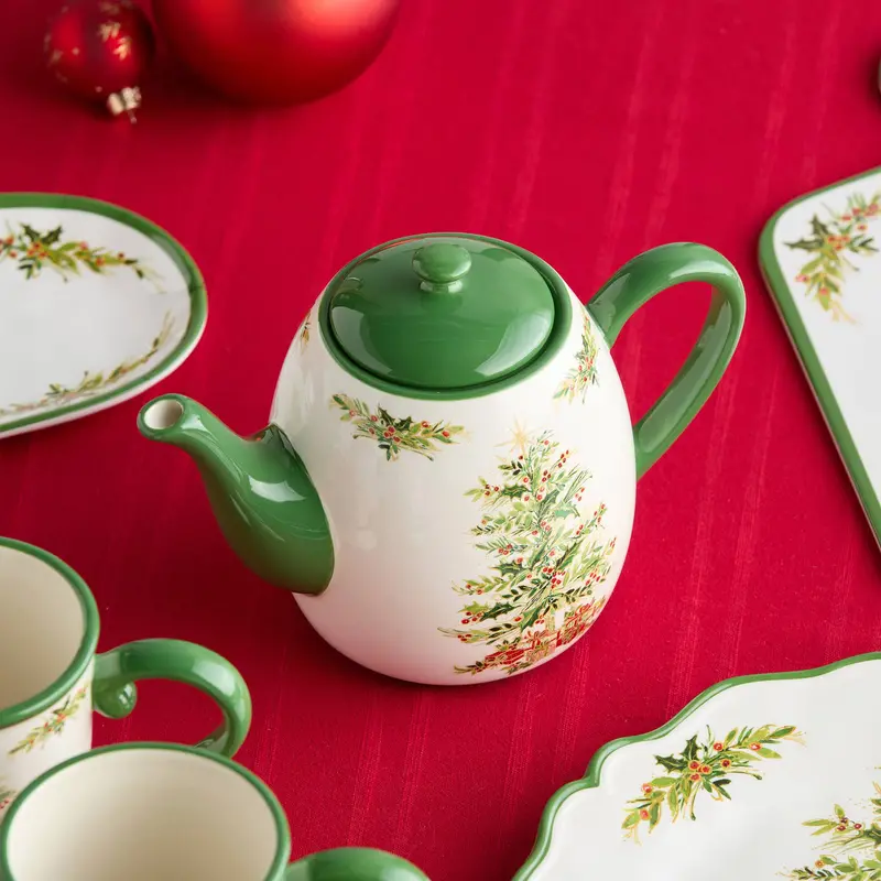 Certified International Holly Tree Ceramic Teapot (32 Oz) 1