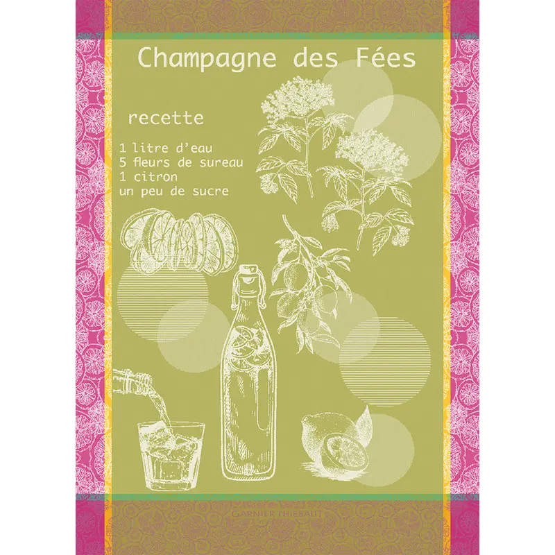 Champagne Des Fees Mousse–Printed Cotton Kitchen Towel 1