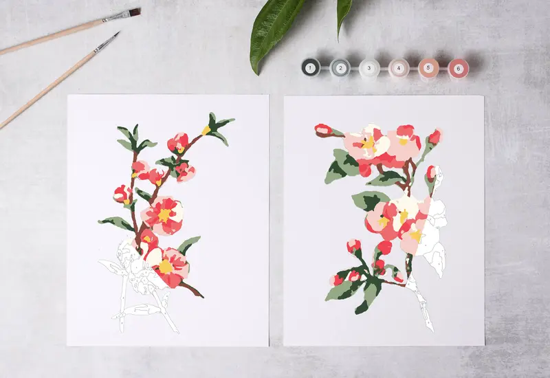 Cherry Blossom Paint-By-Numbers Art Kit For Adults & Beginners 1