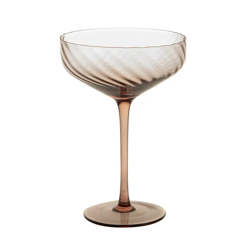 Chocolate Ribbed Swirl Coupe Glass 1