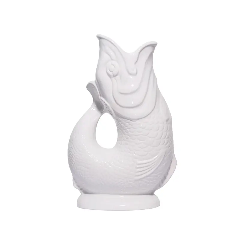 Classic White Gluggle Jug – Traditional Ceramic Pitcher 1