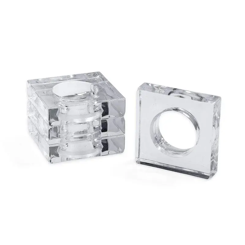 Clear Acrylic Square Napkin Rings – Set Of Four Minimalist Table Accents 1