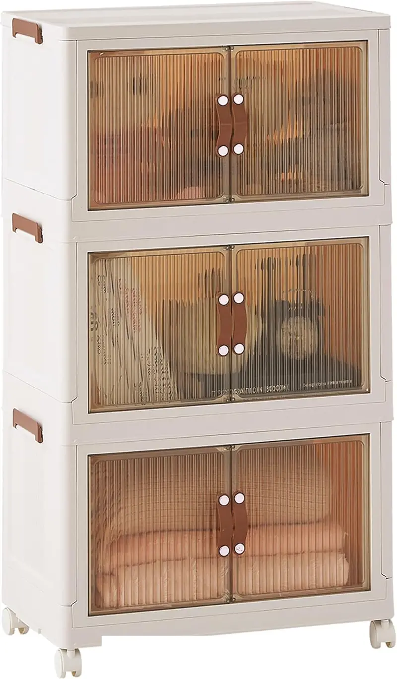 Collapsible Stackable Storage Bins With Lids – Modular Plastic Organizers For Closets Or Garages 1