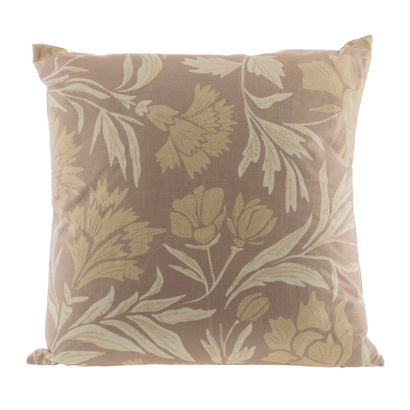 Cream And Mauve Botanical Square Cushion – 50Cm Accent Pillow 1