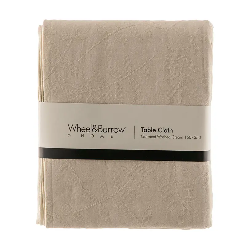Cream Linen Tablecloth – Garment-Washed, 150 × 350 Cm 1