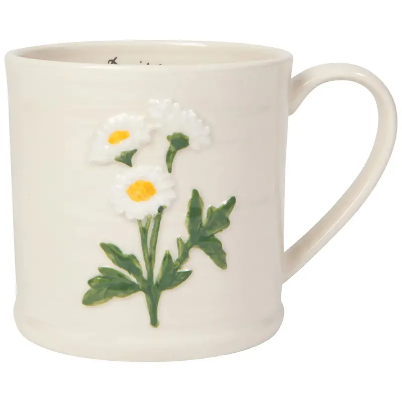 Daisy-Embossed Ceramic Mug 1