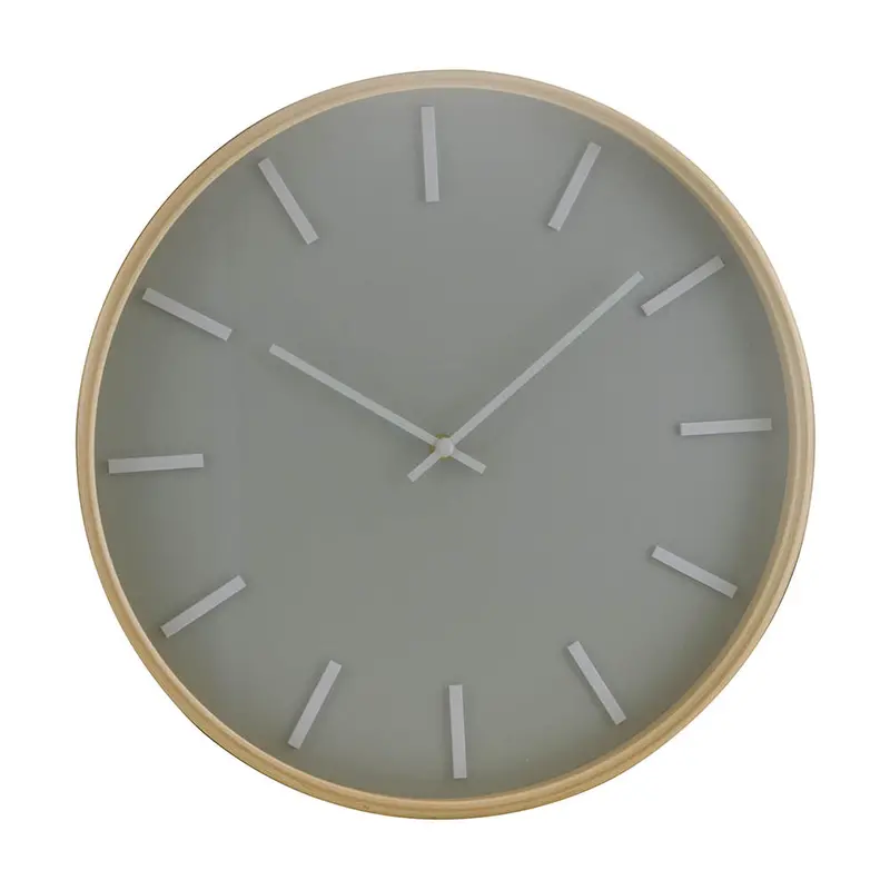 Dark Grey And Natural Wood Wall Clock, 40 Cm Diameter 1