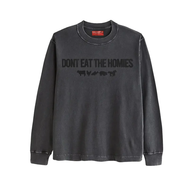 Don'T Eat The Homies 3D Long Sleeve Tee – Grey Sustainable Cotton Top 1