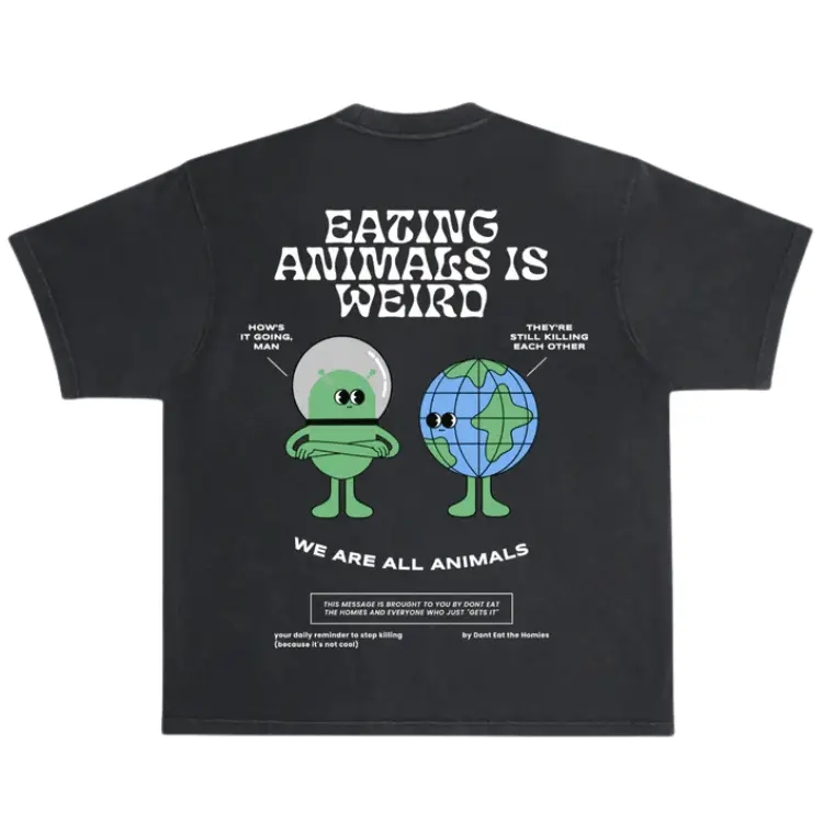Don'T Eat The Homies 'Eating Animals Is Weird' Black T-Shirt 1