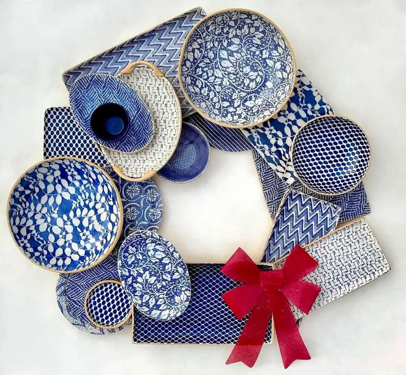 Dot Cobalt Plate Collection – Contemporary Blue Ceramic Plates With Subtle Dot Pattern 1