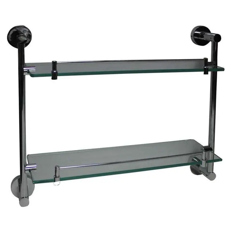 Dual-Tier Glass Shelf – Tempered Glass With Stainless Steel Supports 1